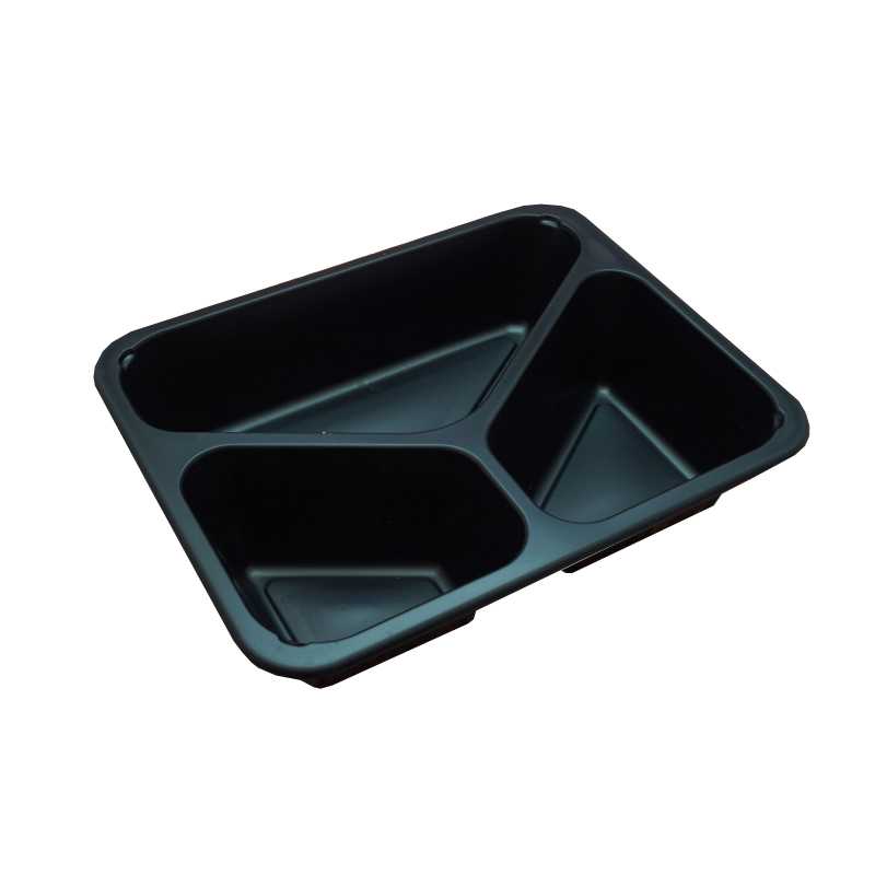 miska na zatavení 227x178x50 mm, PP, hladká, 3-dílná, černá, K (50 ks/balení)