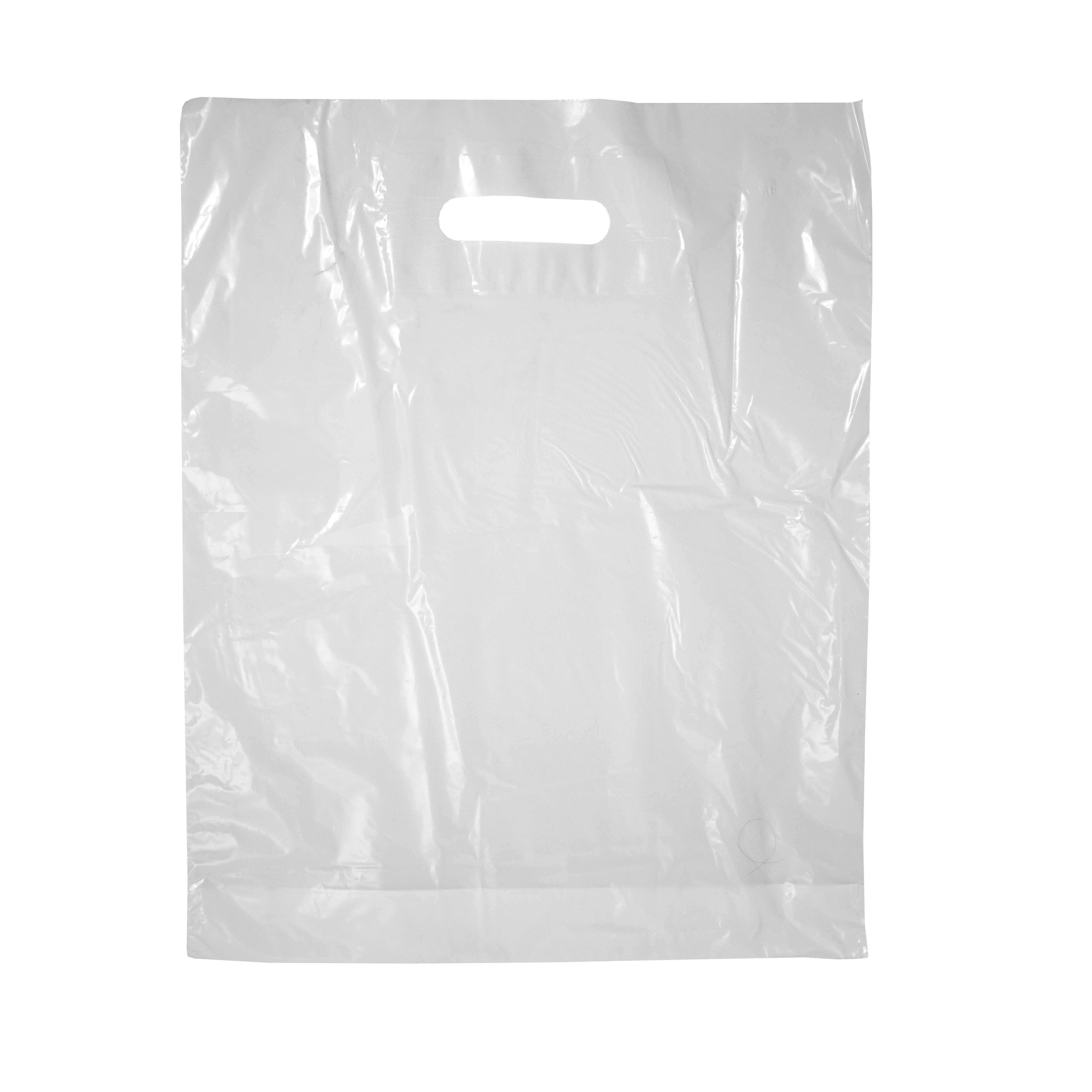 taška LDPE s průhmaty 380x450+50 mm, 30my - bílá (50 ks/balení)